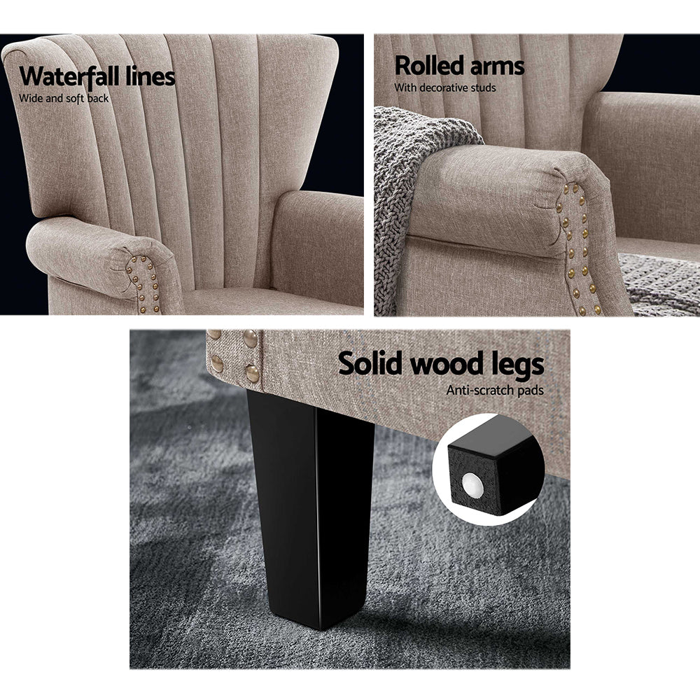 Marian Accent Fabric Lounge Armchair - Beige