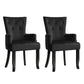 Set of 2 Arden Dining Chair Velvet French Provincial Armchair - Black