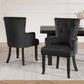 Set of 2 Arden Dining Chair Velvet French Provincial Armchair - Black