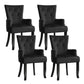 Set of 4 Arden Dining Chair Velvet French Provincial Armchair - Black
