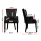 Set of 4 Arden Dining Chair Velvet French Provincial Armchair - Black