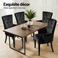 Set of 4 Arden Dining Chair Velvet French Provincial Armchair - Black