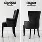 Set of 4 Arden Dining Chair Velvet French Provincial Armchair - Black
