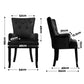 Arden Set of 6 Dining Chair Velvet French Provincial Armchair - Black