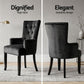 Arden Set of 6 Dining Chair Velvet French Provincial Armchair - Black