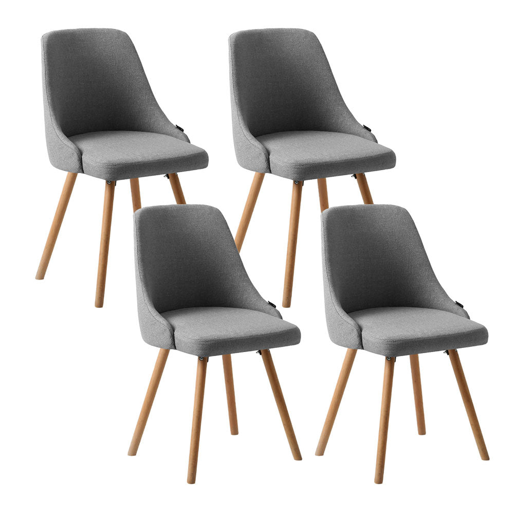 Colbie Set of 4 Replica Dining Chairs Fabric Wooden - Grey