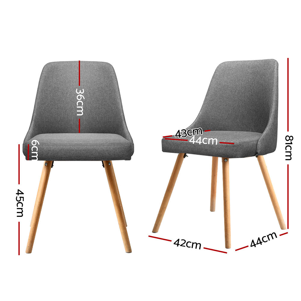 Colbie Set of 4 Replica Dining Chairs Fabric Wooden - Grey