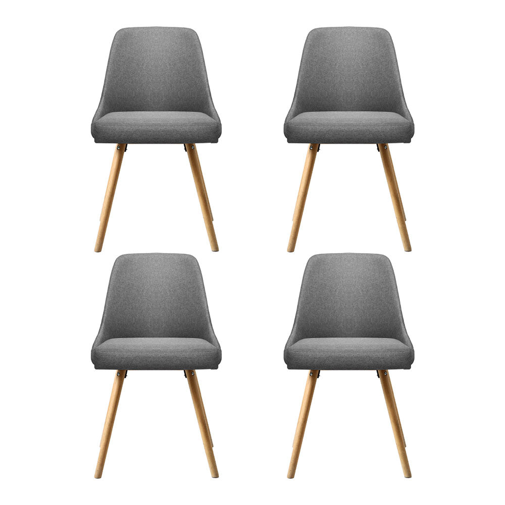 Colbie Set of 4 Replica Dining Chairs Fabric Wooden - Grey