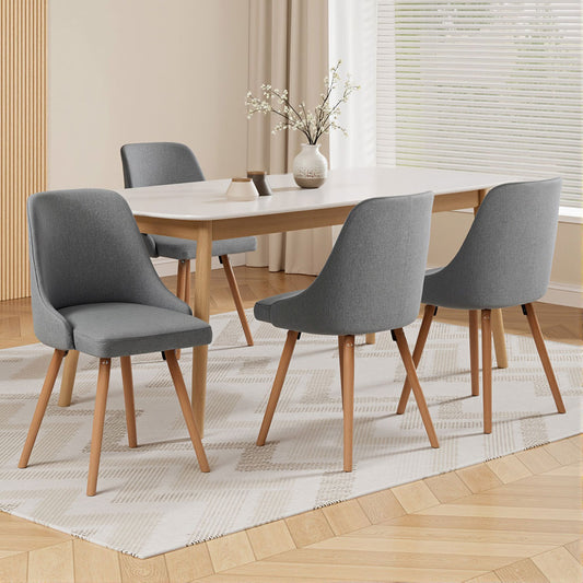 Colbie Set of 4 Replica Dining Chairs Fabric Wooden - Grey