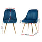 Kody Set of 4 Dining Chairs Velvet Channel Tufted - Blue