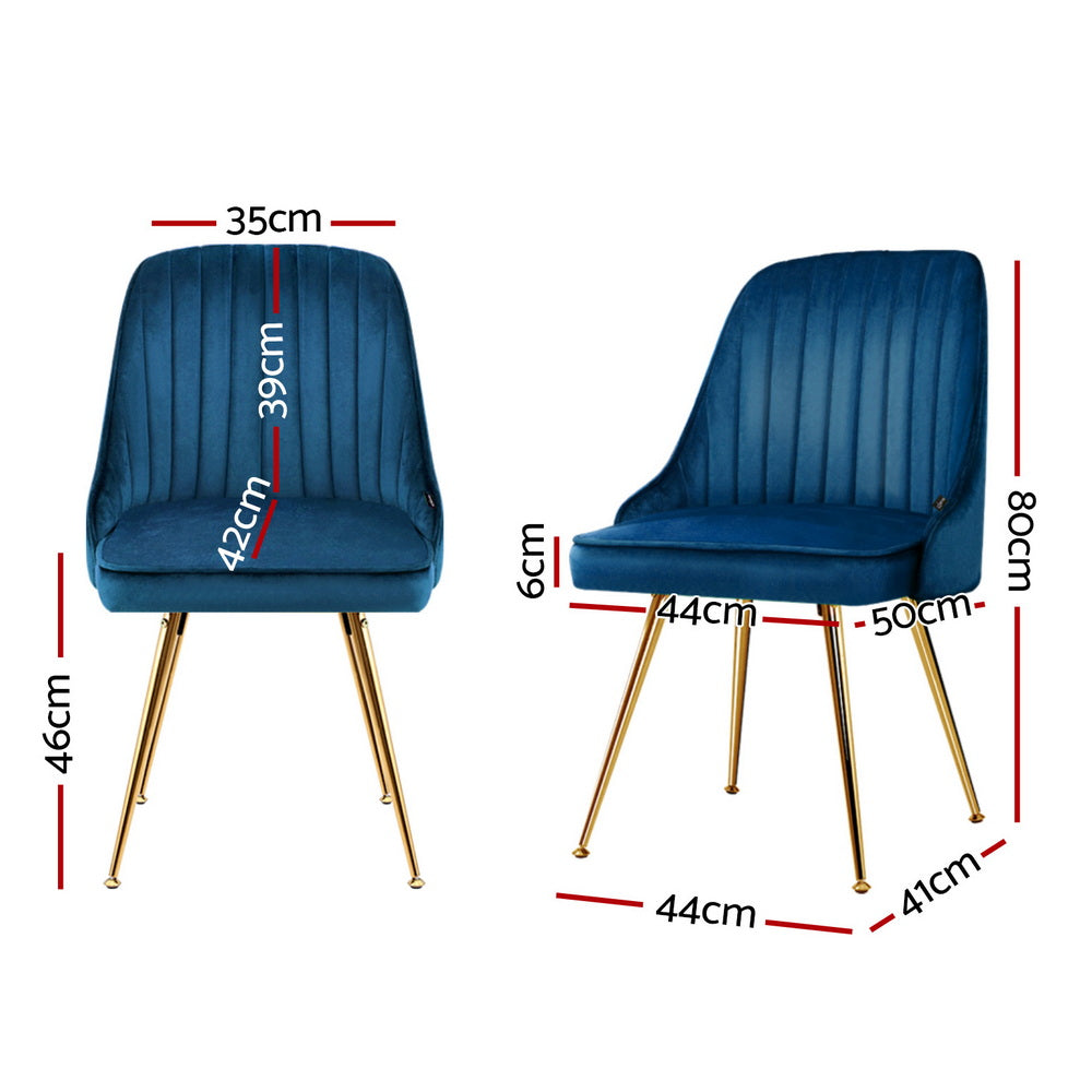 Kody Set of 4 Dining Chairs Velvet Channel Tufted - Blue