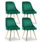 Kody Set of 4 Dining Chairs Velvet Channel Tufted - Green