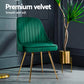 Kody Set of 4 Dining Chairs Velvet Channel Tufted - Green