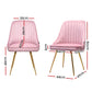 Kody Set of 2 Dining Chairs Velvet Channel Tufted - Pink