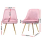 Brynlee Set of 4 Dining Chairs Velvet Channel Tufted - Pink