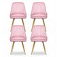 Brynlee Set of 4 Dining Chairs Velvet Channel Tufted - Pink