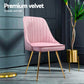 Brynlee Set of 4 Dining Chairs Velvet Channel Tufted - Pink