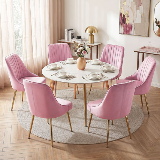 Kody Set of 6 Velvet Channel Tufted - Pink