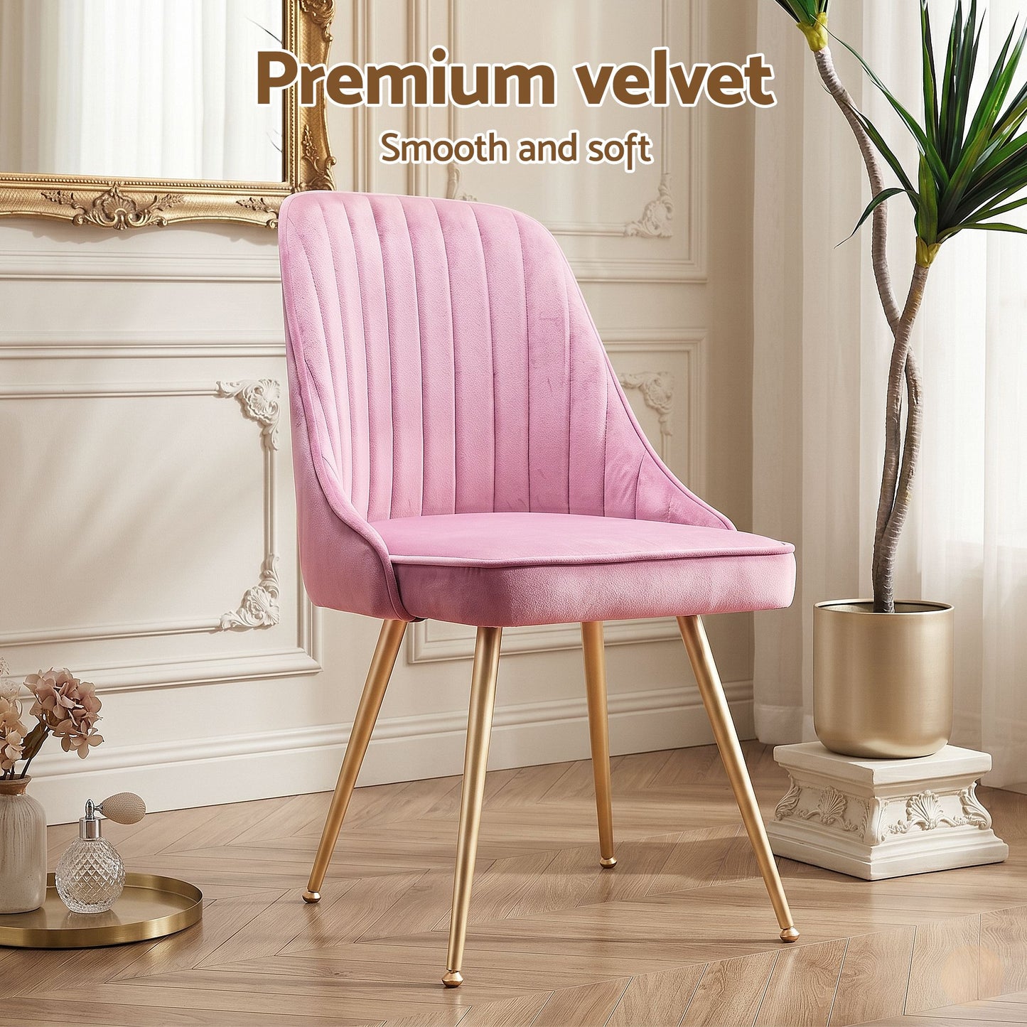 Kody Set of 6 Velvet Channel Tufted - Pink