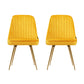 Brynlee Set of 2 Dining Chairs Velvet Channel Tufted - Yellow