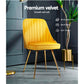 Brynlee Set of 2 Dining Chairs Velvet Channel Tufted - Yellow