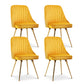 Kody Set of 4 Dining Chairs Velvet Channel Tufted - Yellow