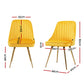 Kody Set of 4 Dining Chairs Velvet Channel Tufted - Yellow