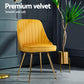 Kody Set of 4 Dining Chairs Velvet Channel Tufted - Yellow