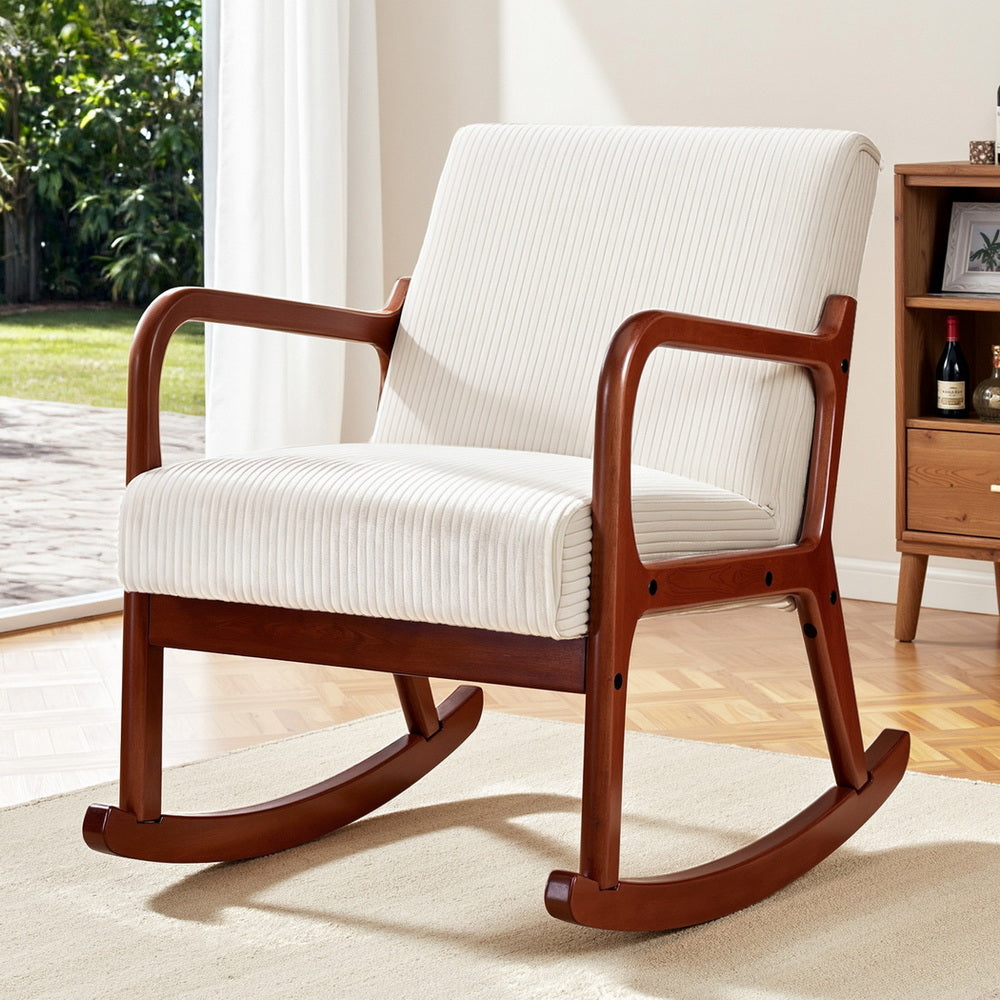 Mireille Rocking Armchair Lounge Chair Corduroy - Beige