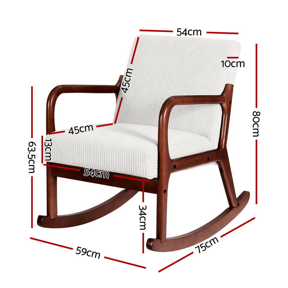 Mireille Rocking Armchair Lounge Chair Corduroy - Beige