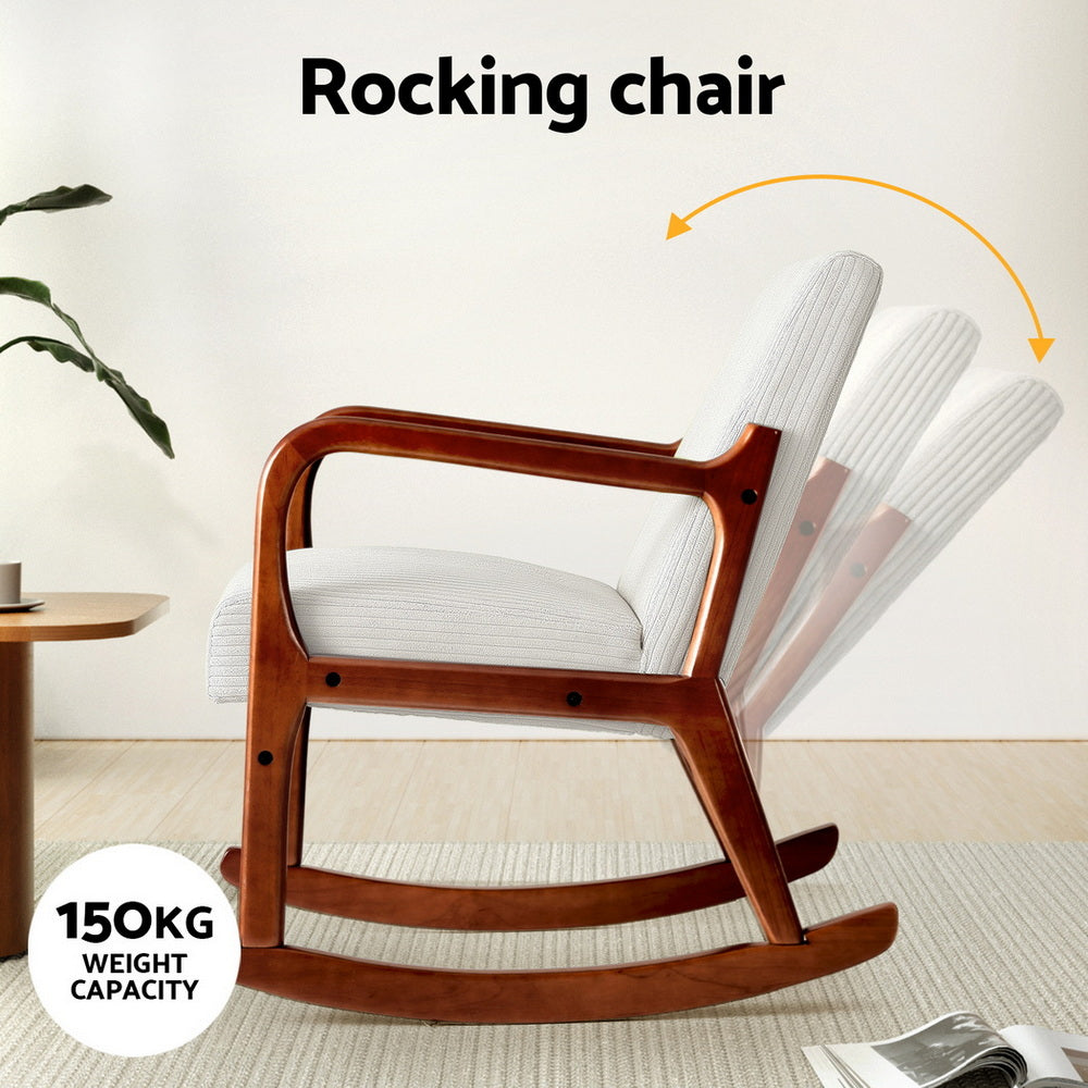 Mireille Rocking Armchair Lounge Chair Corduroy - Beige