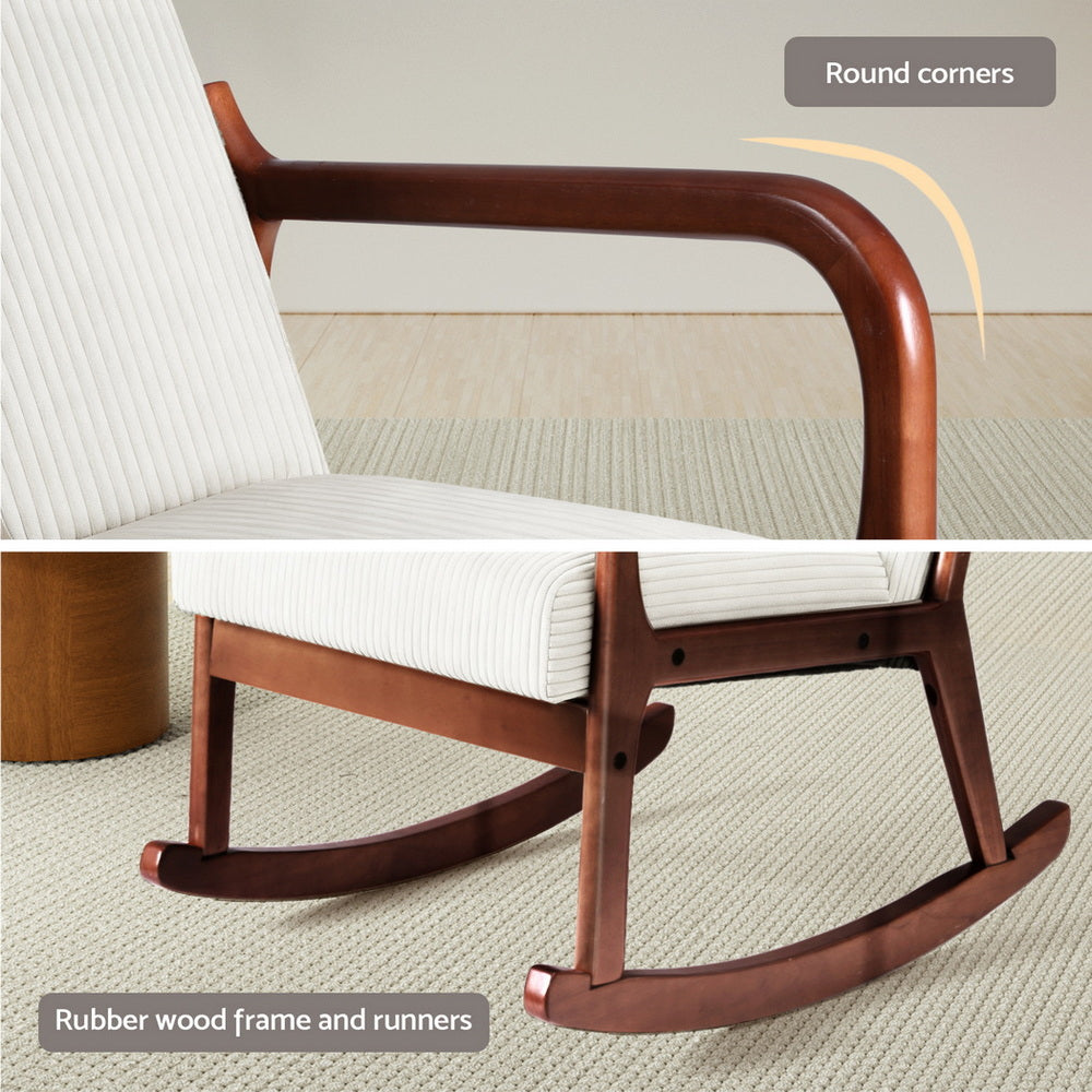 Mireille Rocking Armchair Lounge Chair Corduroy - Beige