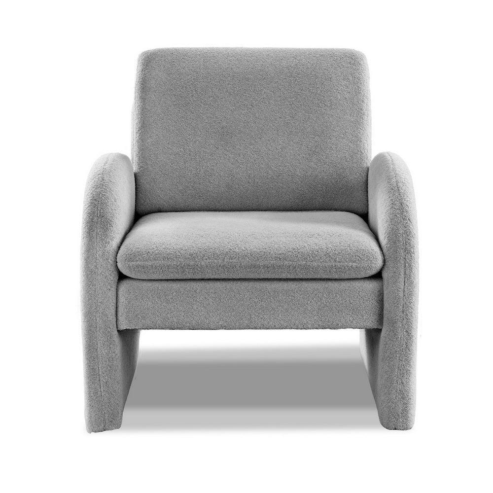 Mairead Armchair Accent Chair Lounge Tub Sofa Couch Curved Arm Seat Boucle - Grey