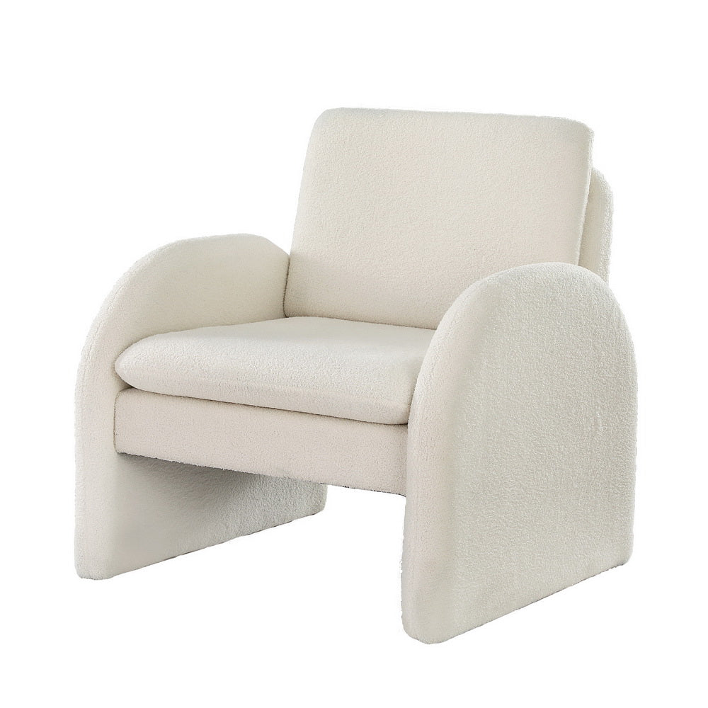 Musette Armchair Accent Chair Lounge Tub Sofa Couch Curved Arm Seat Boucle - White