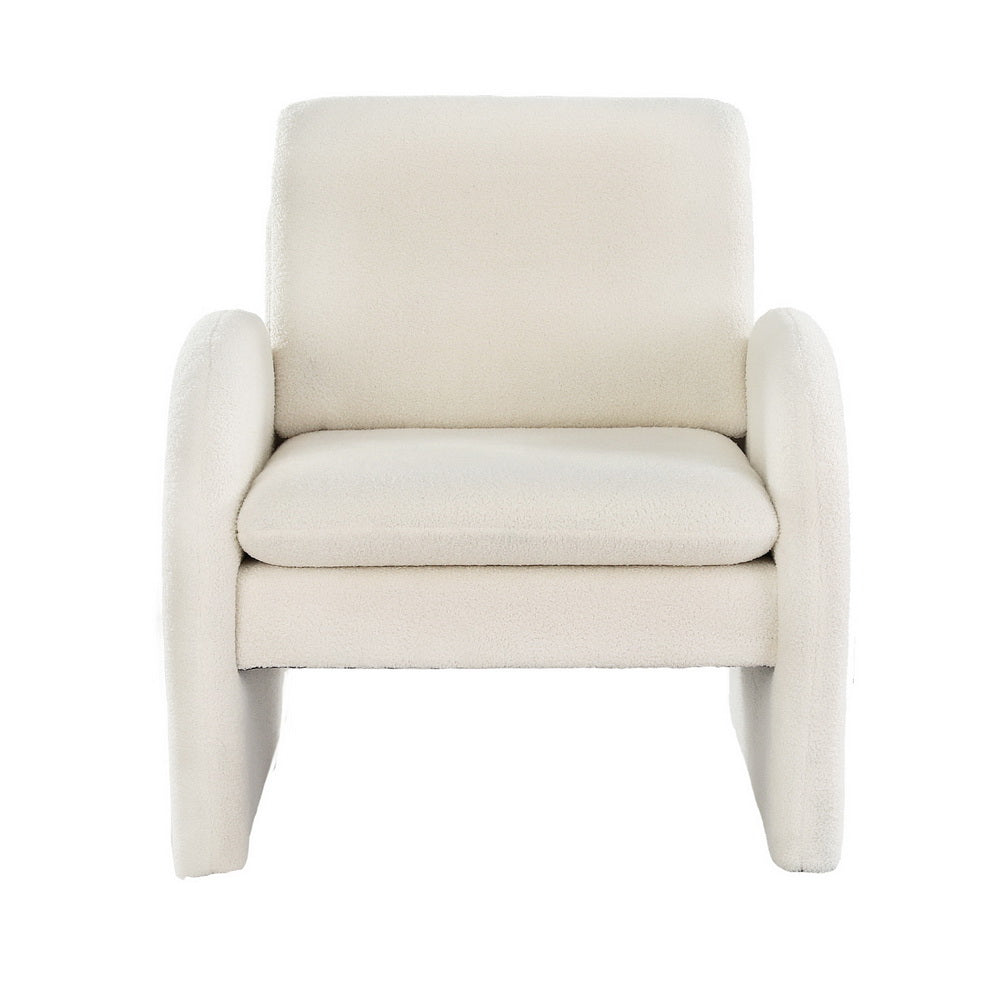 Musette Armchair Accent Chair Lounge Tub Sofa Couch Curved Arm Seat Boucle - White
