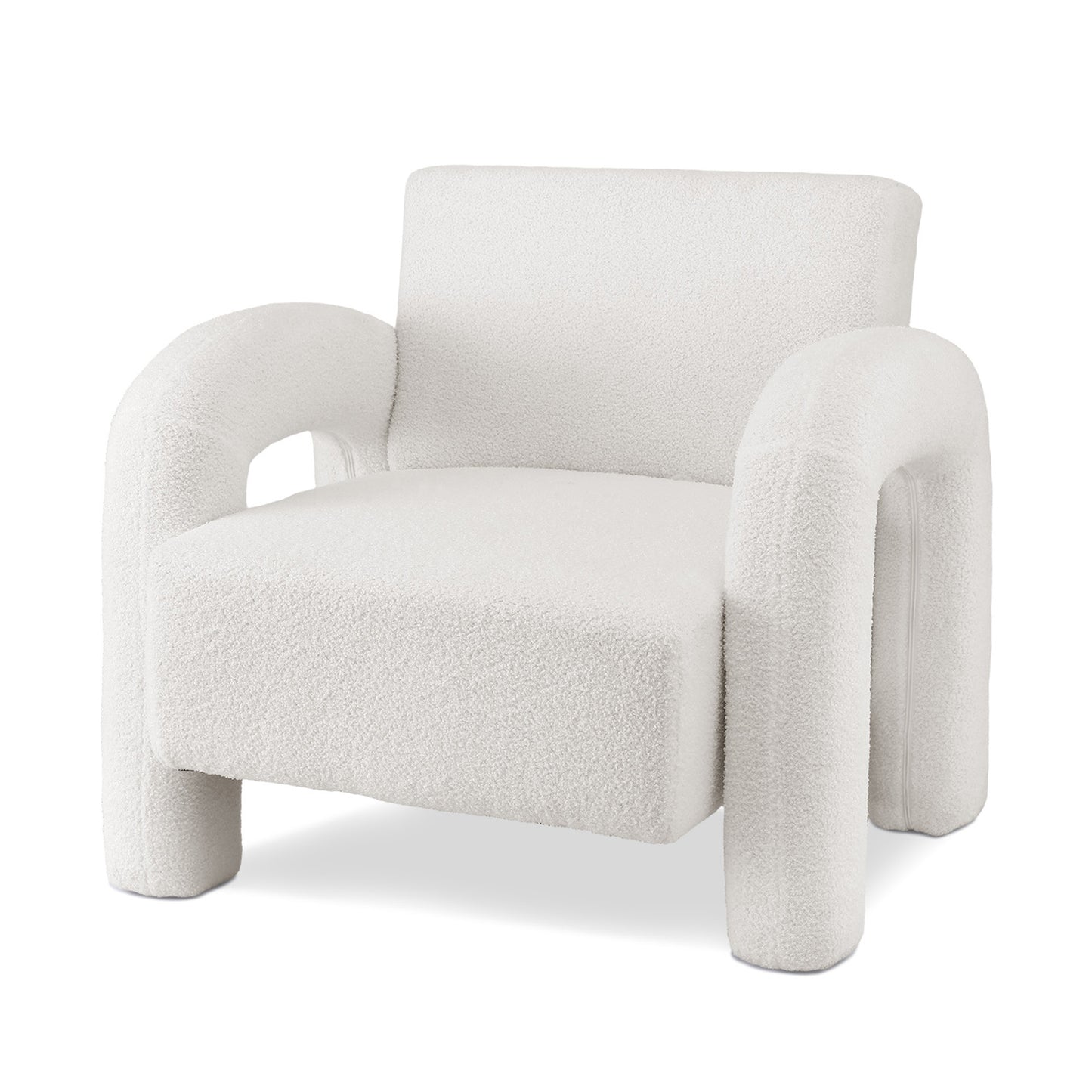 Moriah Armchair Accent Chair Lounge Sofa Couch Curved Seat Boucle - White