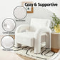 Moriah Armchair Accent Chair Lounge Sofa Couch Curved Seat Boucle - White