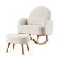 Muriel Armchair Rocking Chair Ottoman Lounge Footrest Round Nursing Boucle - White