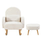 Muriel Armchair Rocking Chair Ottoman Lounge Footrest Round Nursing Boucle - White
