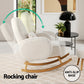 Muriel Armchair Rocking Chair Ottoman Lounge Footrest Round Nursing Boucle - White