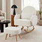 Muriel Armchair Rocking Chair Ottoman Lounge Footrest Round Nursing Boucle - White