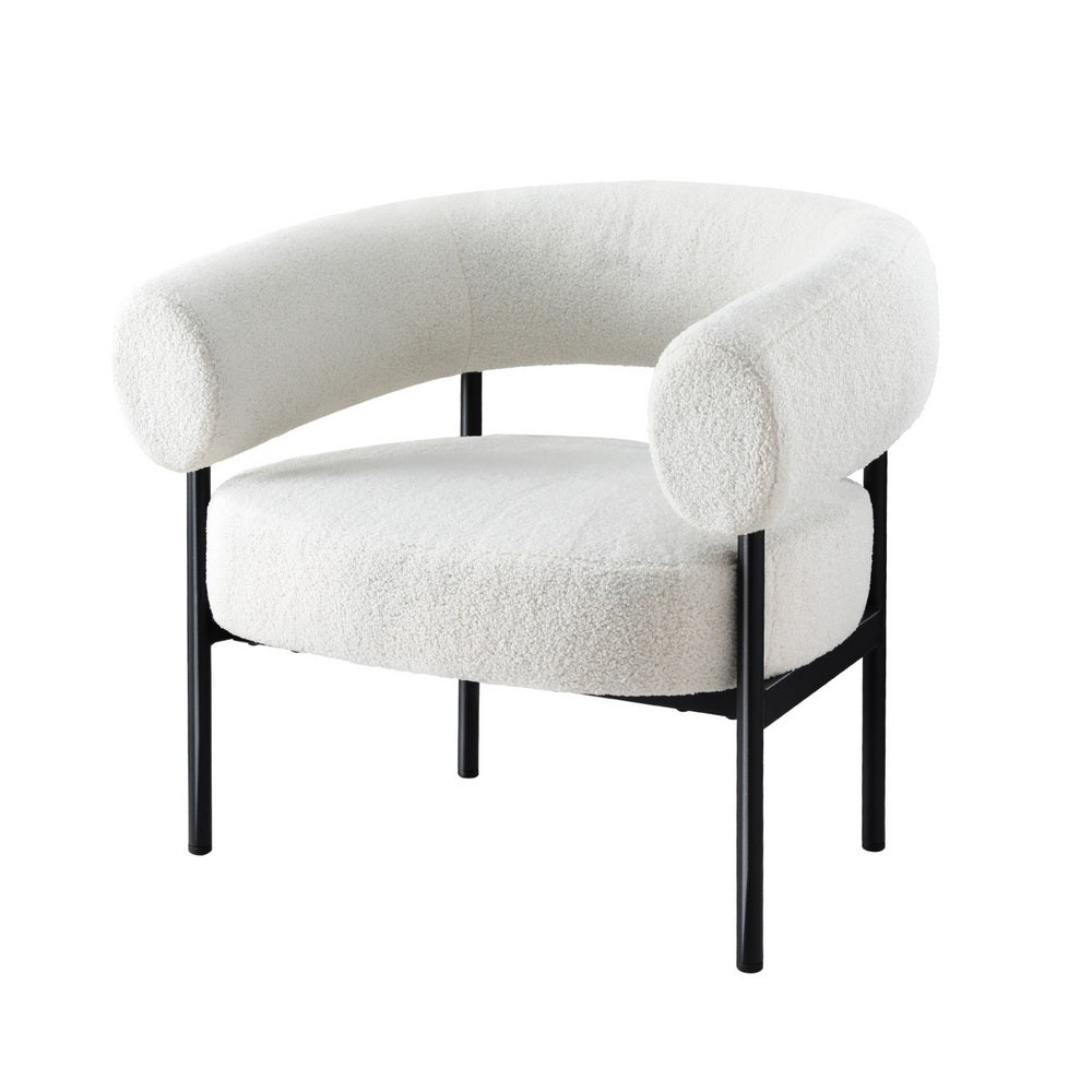 Maureen Armchair Accent Chair Curved Bouclé - White