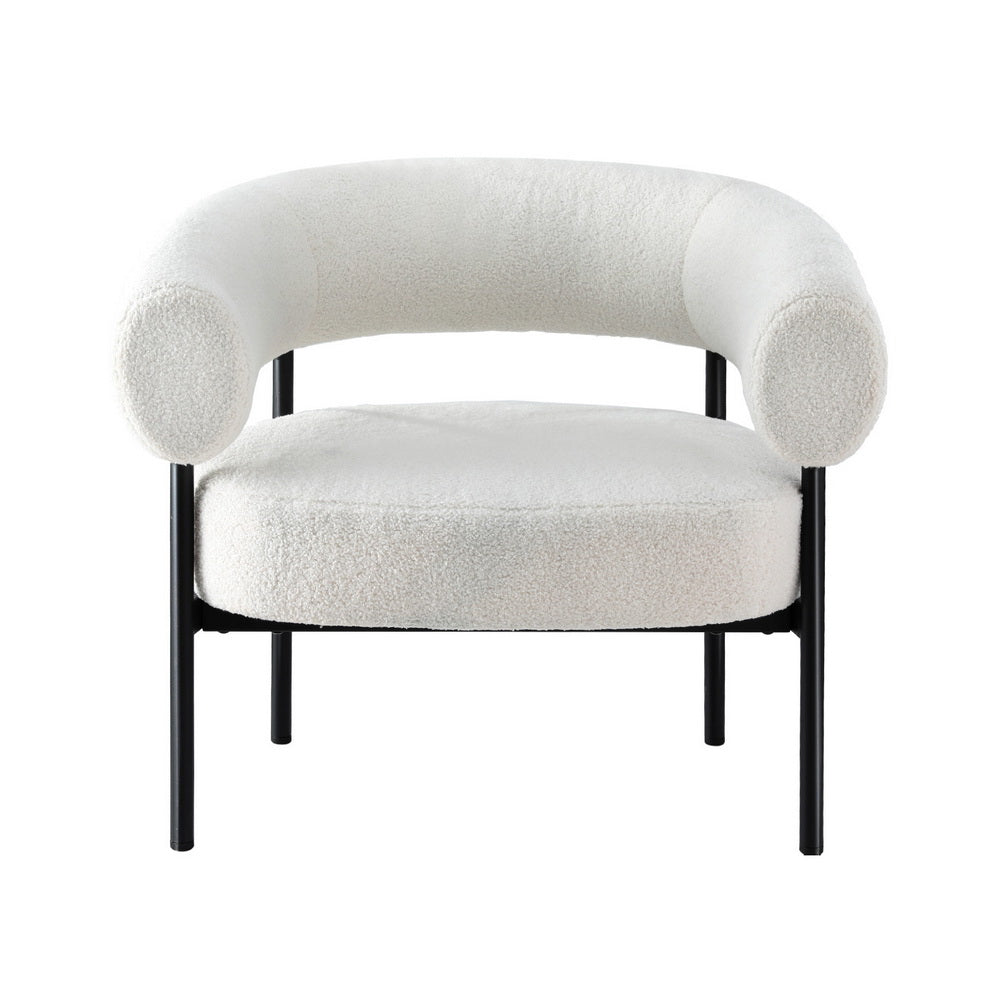 Maureen Armchair Accent Chair Curved Bouclé - White