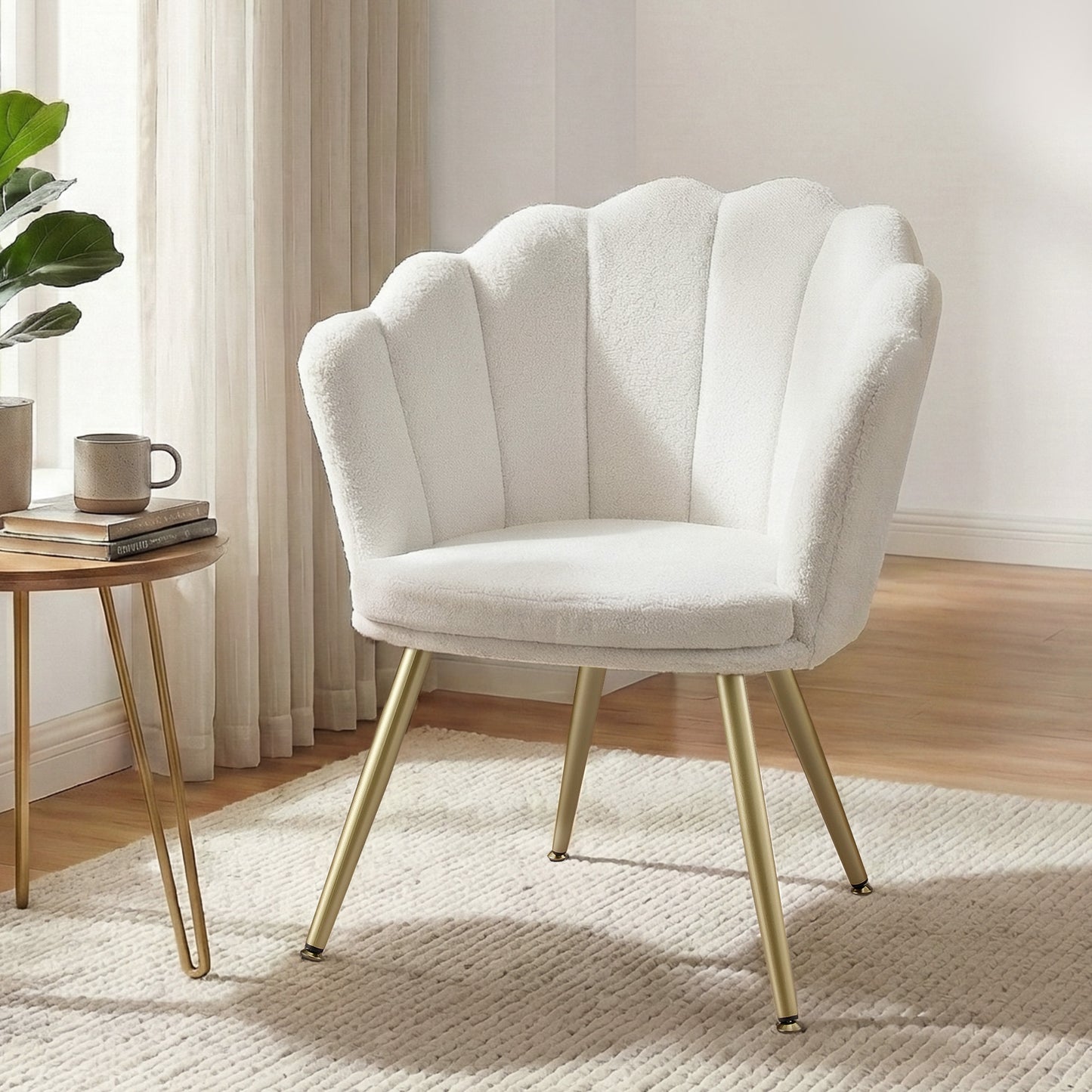 Magdaia Armchair Teddy Fleece - White