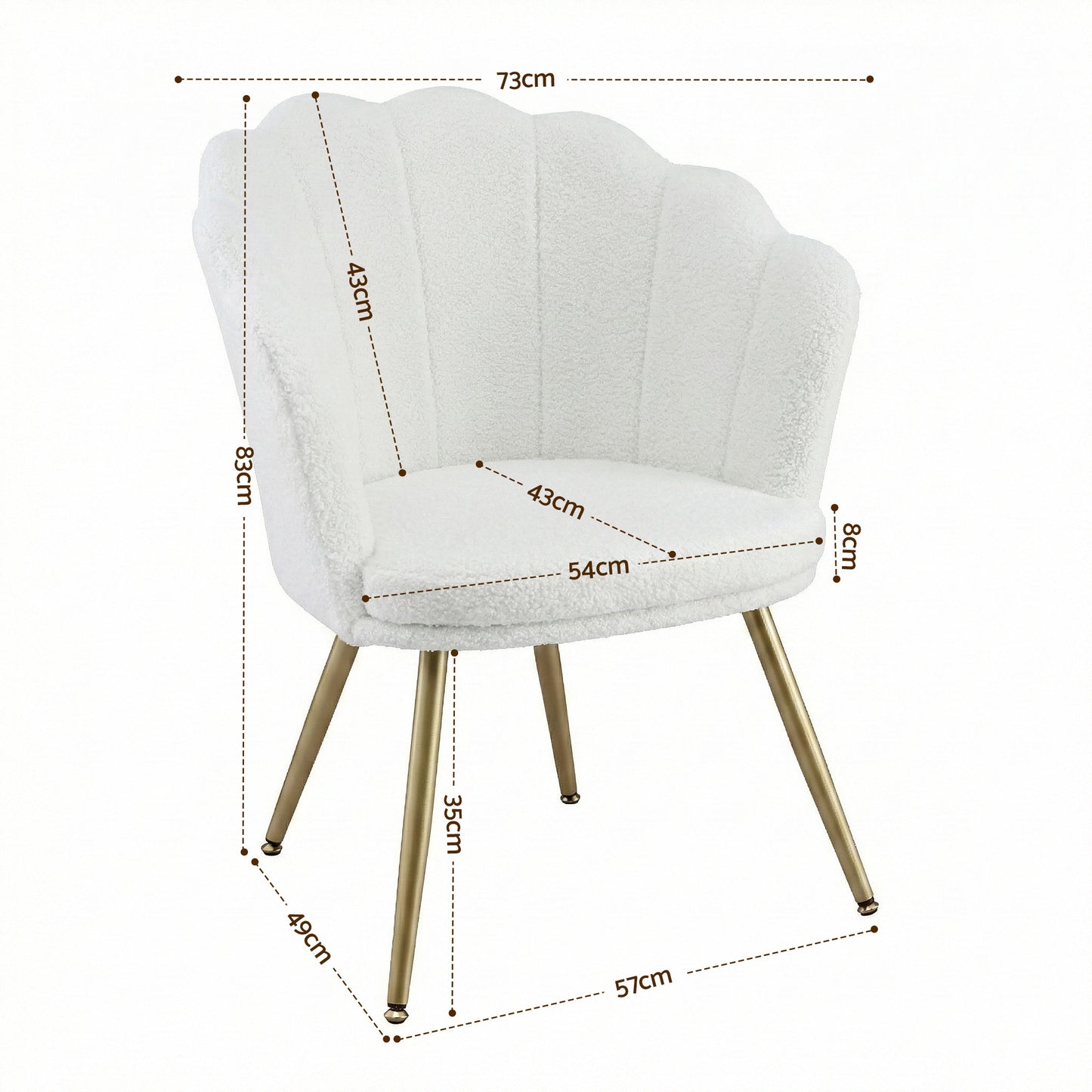 Magdaia Armchair Teddy Fleece - White
