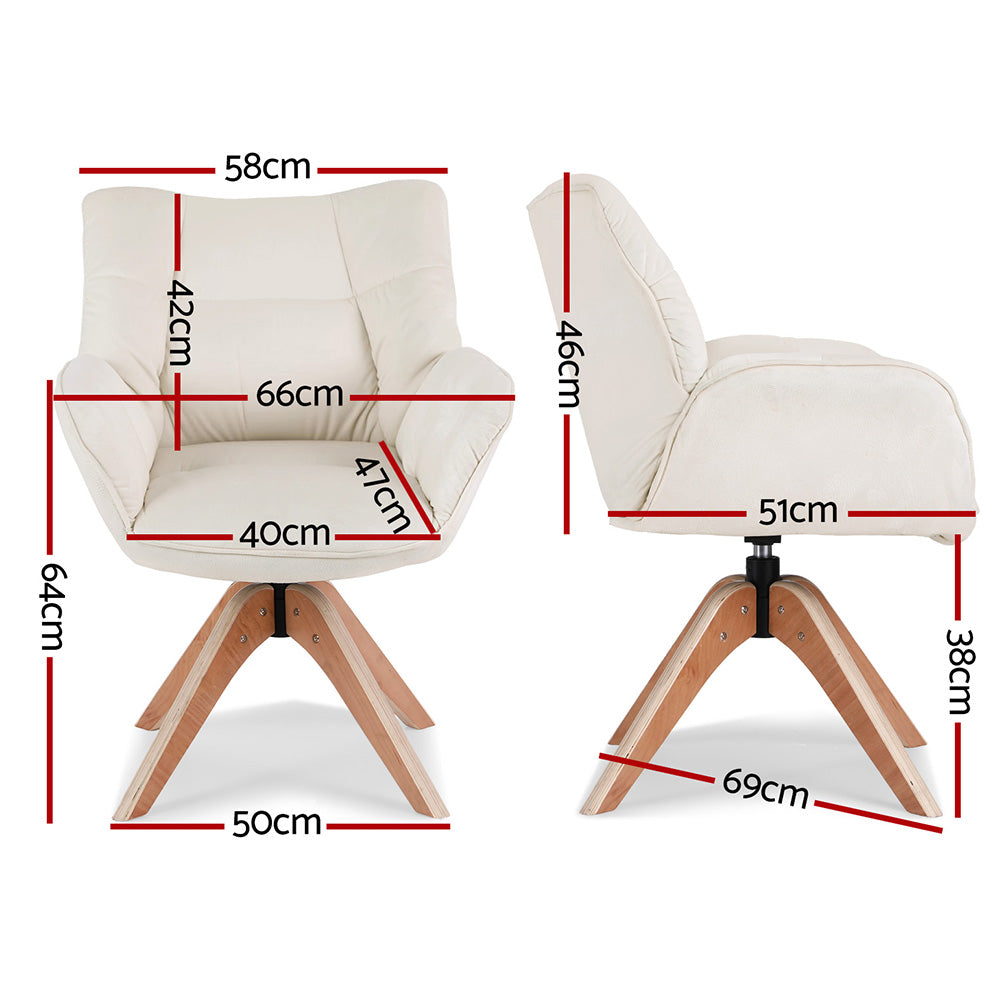 Maren Swivel Chair Armchair Nursing Velvet - White