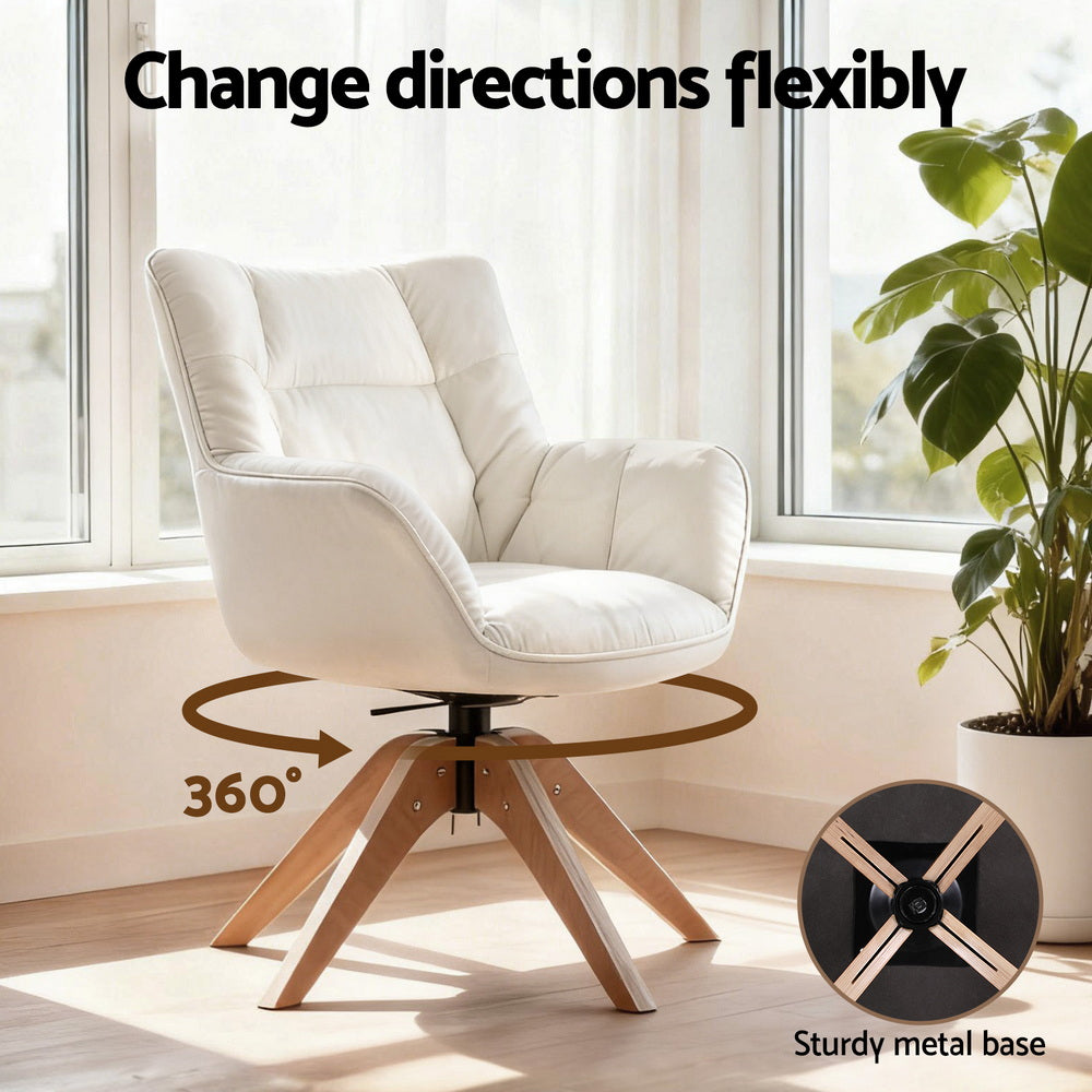 Maren Swivel Chair Armchair Nursing Velvet - White