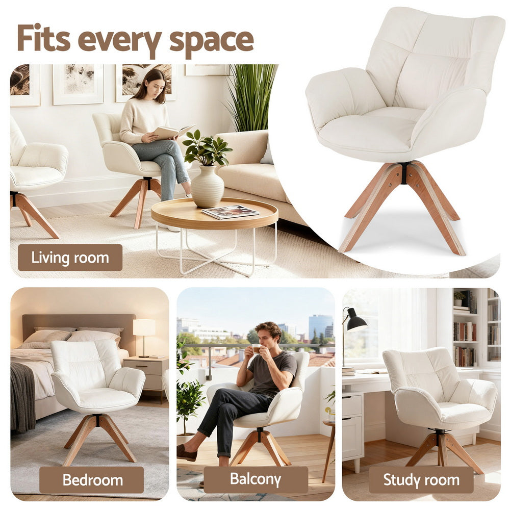 Maren Swivel Chair Armchair Nursing Velvet - White