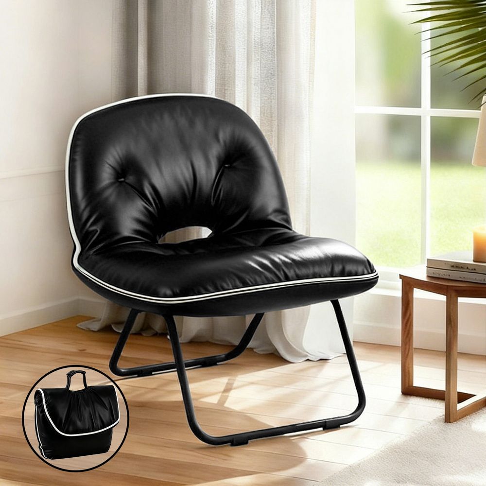 Maevyn Foldable Chair 2-In-1 Armchair Lounge Chair Portable - Black
