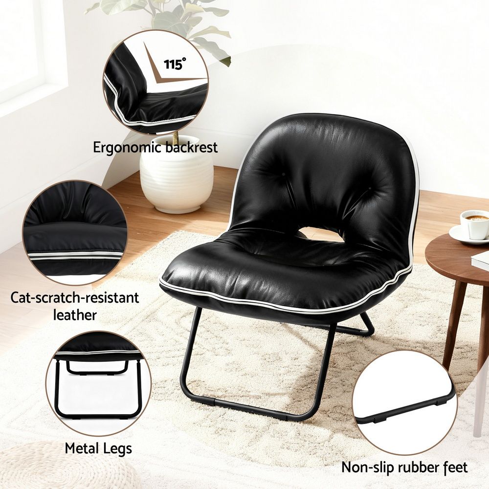Maevyn Foldable Chair 2-In-1 Armchair Lounge Chair Portable - Black